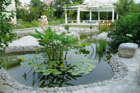 私家花園中水池施工步驟及水池實景圖